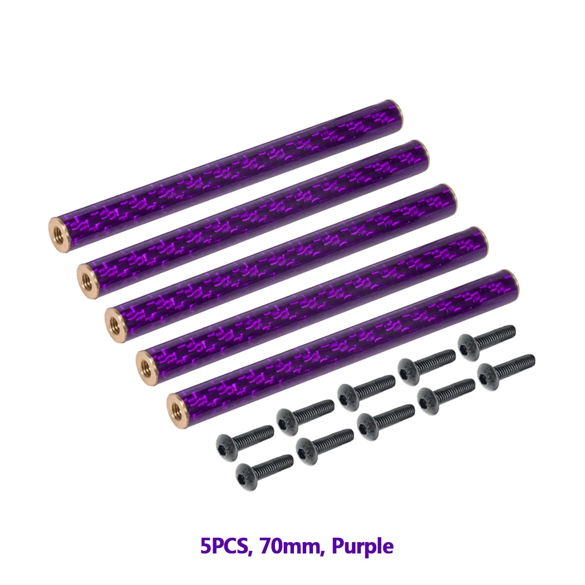 5PCS Coloured Carbon Fibre Braces 67mm 70mm 75mm 78mm for 1/10 RC Crawler Comp Builds SCX10 PRO Gspeed V4 UGRC LCG Chassis DIY Purple 70mm