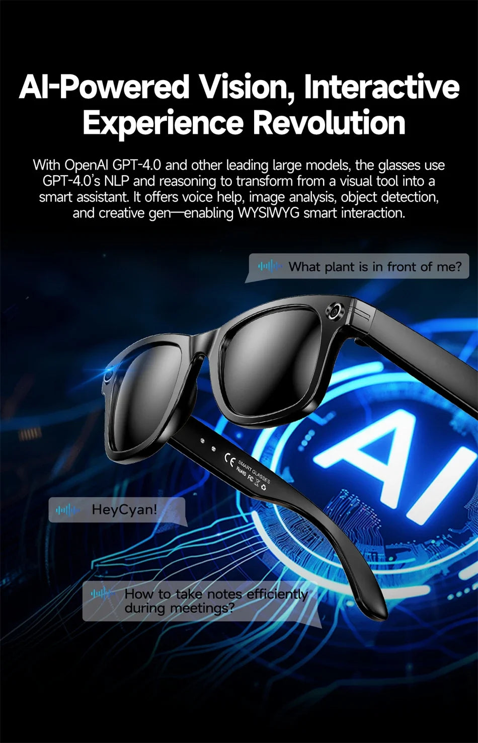 2025 New Upgrade Smart Glasses With Camera Video Recording AI Photo Recognition Bluetooth Call Translation Voice Sunglasses Men