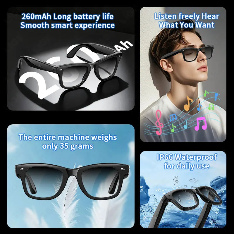 LIGE AI Smart Glasses Men 2025 New Color-Changing Translation Glasses Temperature Monitoring Waterproof Call Smart Sunglasses