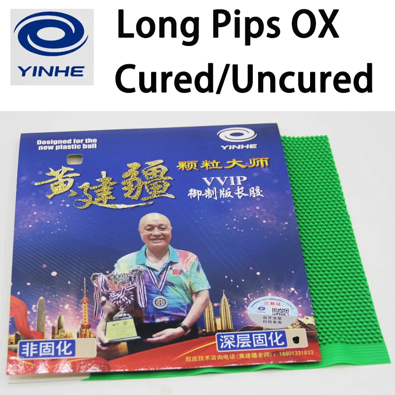 YINHE VVIP Table Tennis Rubber Long Pips OX Cured/Uncured Medium Pips Huang Jianjiang Green Ping Pong Rubber ITTF Approved…
