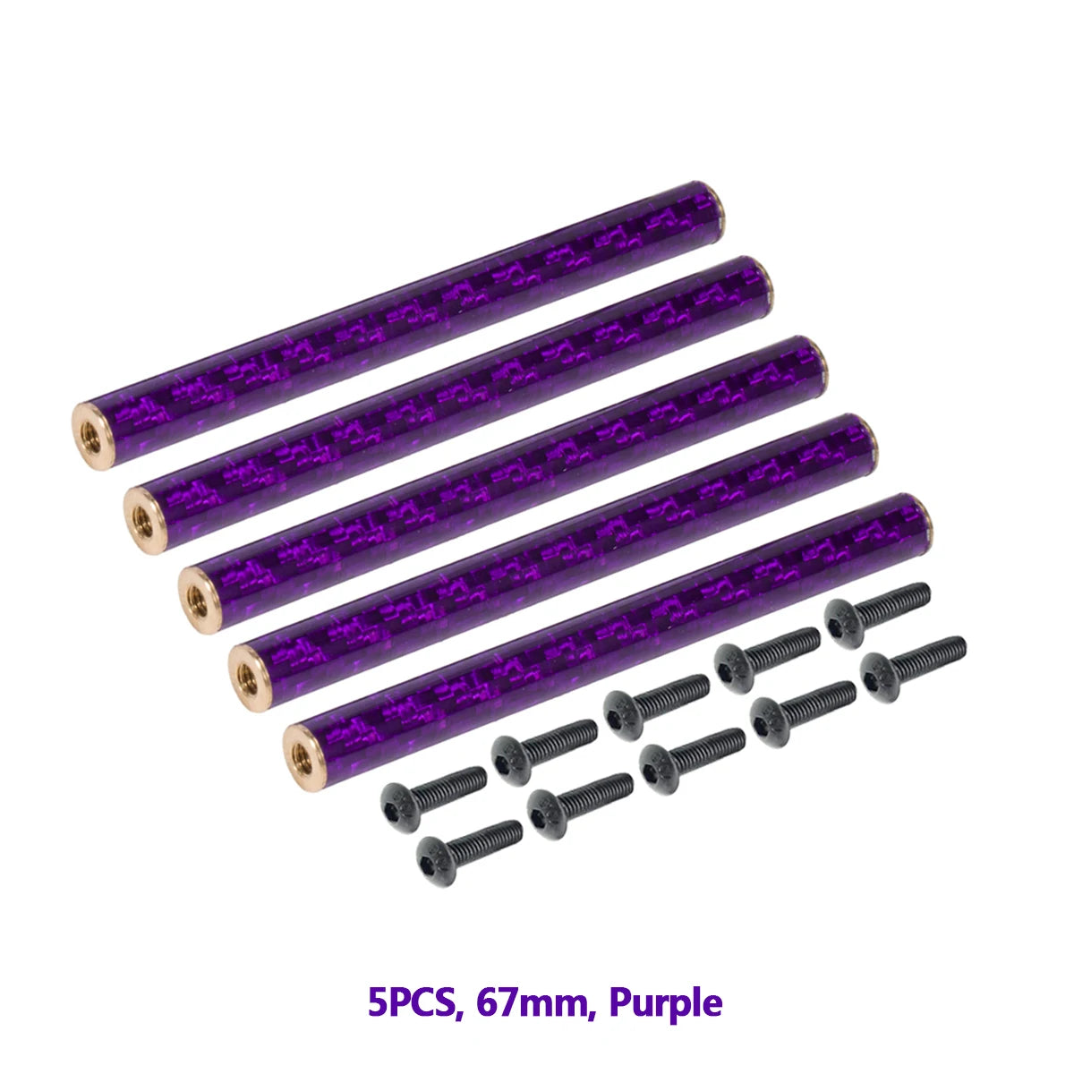 5PCS Coloured Carbon Fibre Braces 67mm 70mm 75mm 78mm for 1/10 RC Crawler Comp Builds SCX10 PRO Gspeed V4 UGRC LCG Chassis DIY Purple 67mm