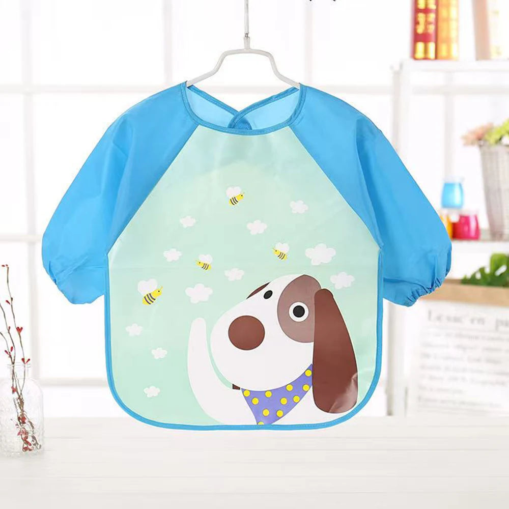 0-3 Years Baby EVA Waterproof Anti-dirty Bib Long Sleeve Strap Coat Dirt Proof Soft Feeding Bib Cute Cartoon Pattern Burp Cloths 09 One Size
