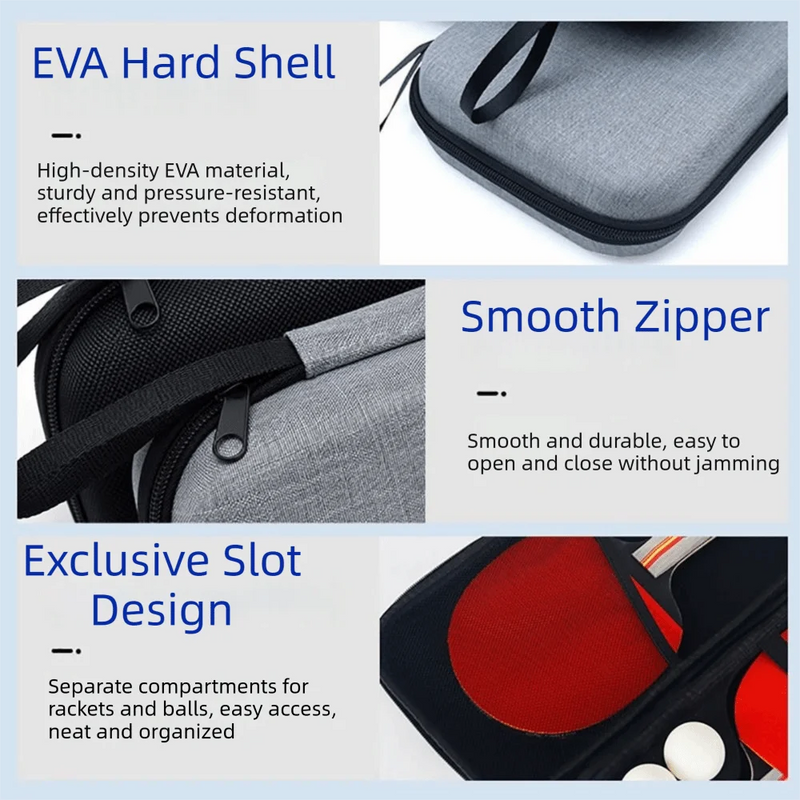 EVA Ping Pong Paddle Case Black Grey Shockproof Hard Shell Storage Bag Portable Hard Shell Table Tennis Racket Case -…