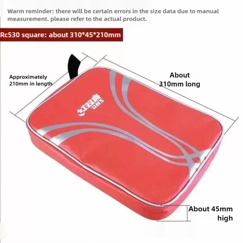 DHS Table Tennis Racket Case Big Capacity Ping Pong Bat Protection Bag Waterproof and Easy to Clean - Red