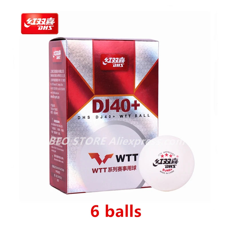 DHS DJ40+ 3-Star TOKYO Games WTT Competition ITTF 3 Star D40+ Table Tennis Ball Plastic ABS DHS Ping Pong Balls WTT 6 balls