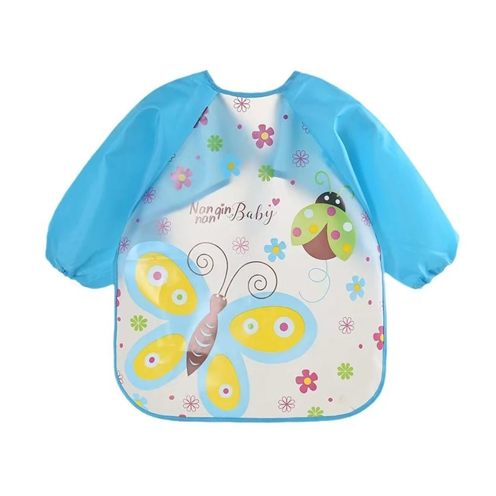 0-3 Years Baby EVA Waterproof Anti-dirty Bib Long Sleeve Strap Coat Dirt Proof Soft Feeding Bib Cute Cartoon Pattern Burp Cloths 08 One Size