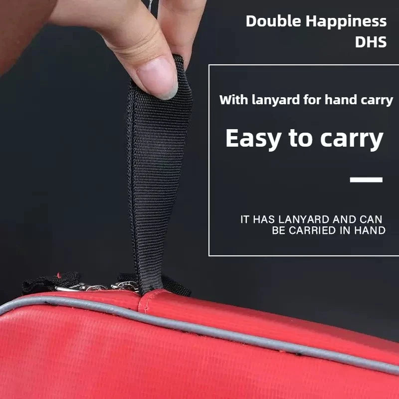 DHS Table Tennis Racket Case Big Capacity Ping Pong Bat Protection Bag Waterproof and Easy to Clean - Red
