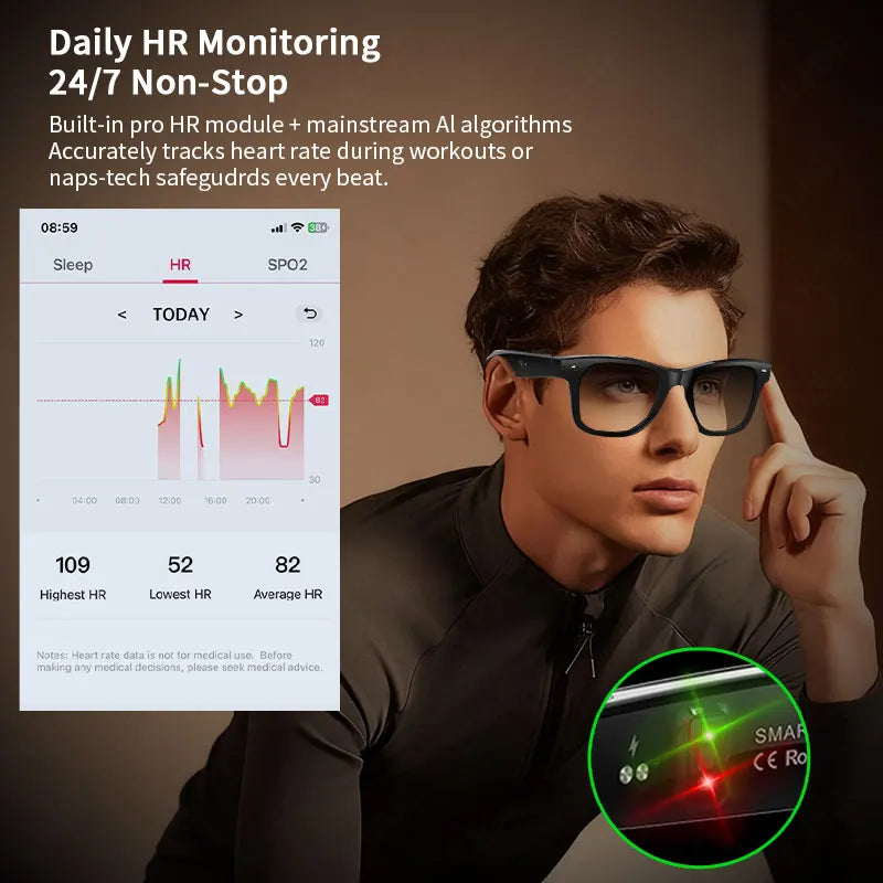 LIGE AI Smart Glasses Men 2025 New Color-Changing Translation Glasses Temperature Monitoring Waterproof Call Smart Sunglasses