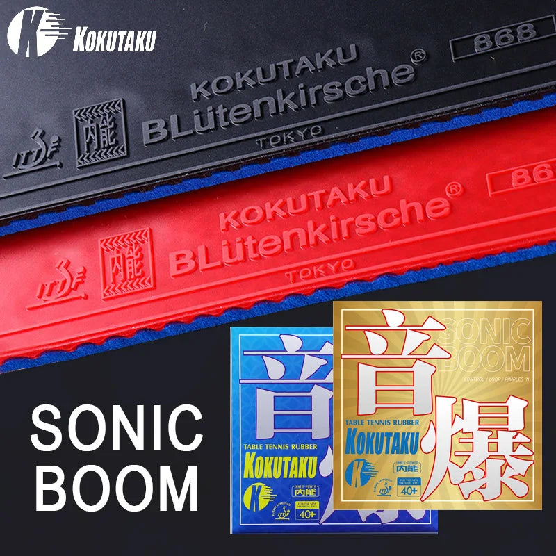 KOKUTAKU SONIC BOOM Table Tennis Rubber Sticky Ping Pong Rubber Top Sheet High Performance Sponge - SB-Blue Black
