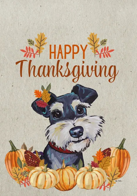 Schanuzer  - Hippie Hound Studio Best of Breed Thanksgiving House and Garden Flag Best of Breed