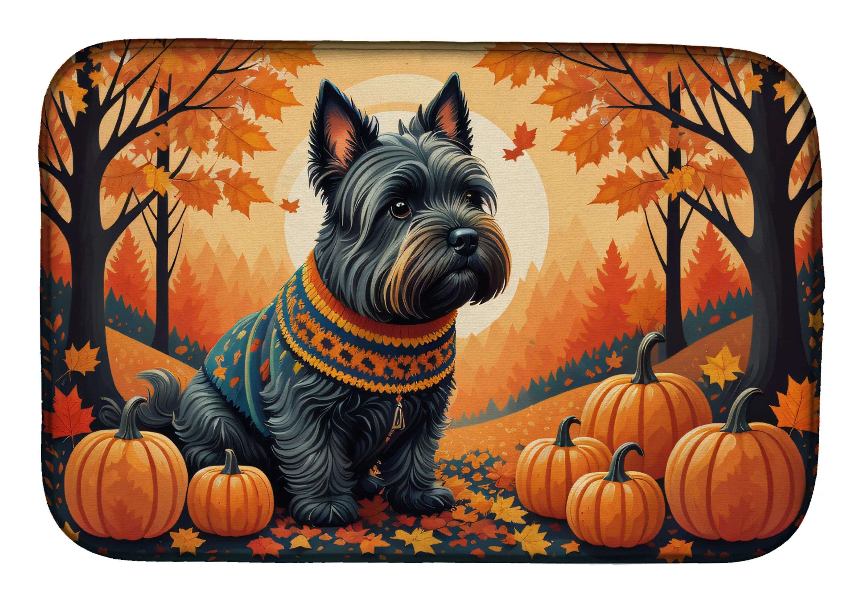 Scottish Terrier Fall Dish Drying Mat Caroline's Treasures
