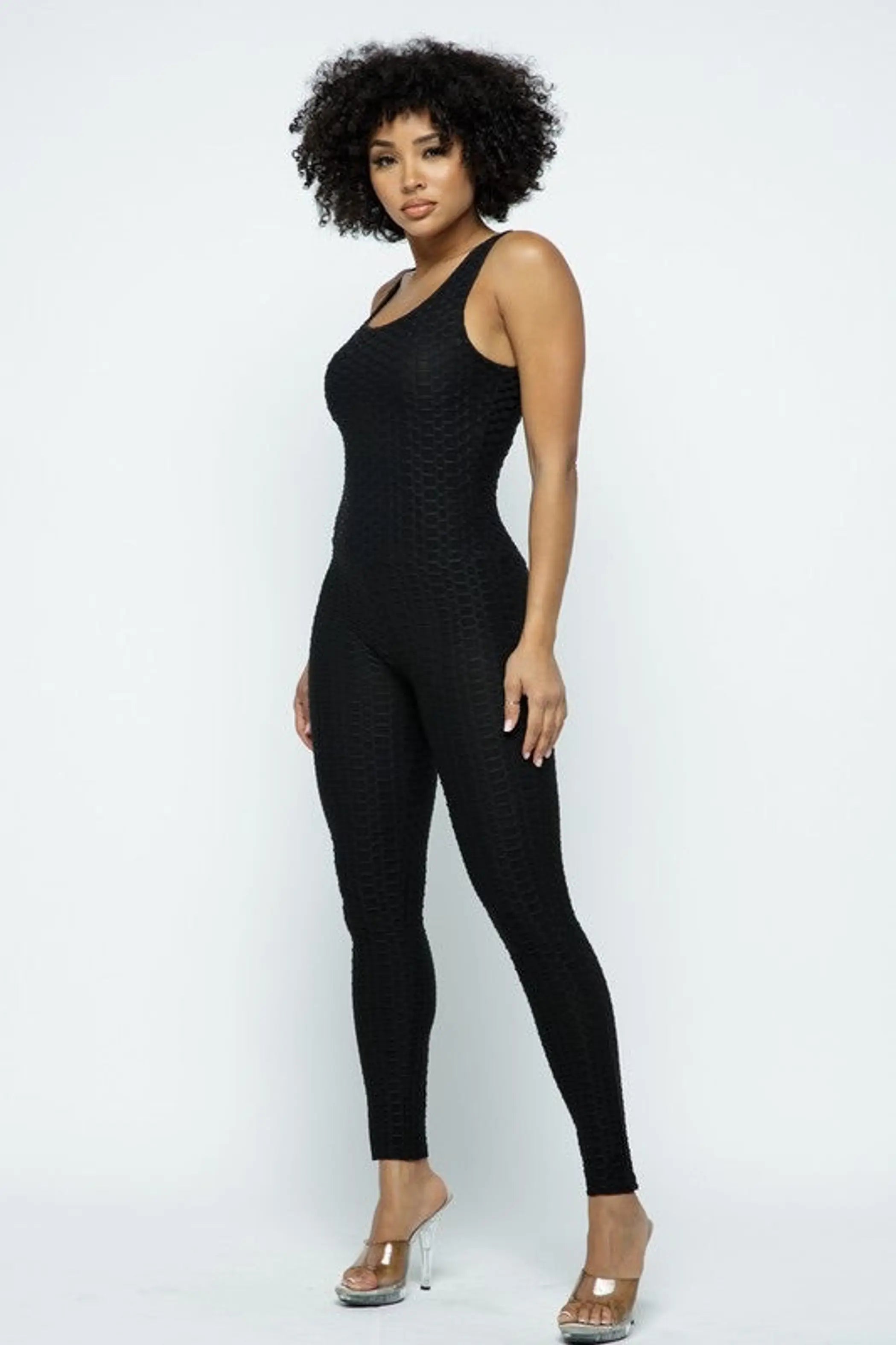 Scrunch Butt Lifting Anti Cellulite Honeycomb Textured Jumpsuit SurelyMine