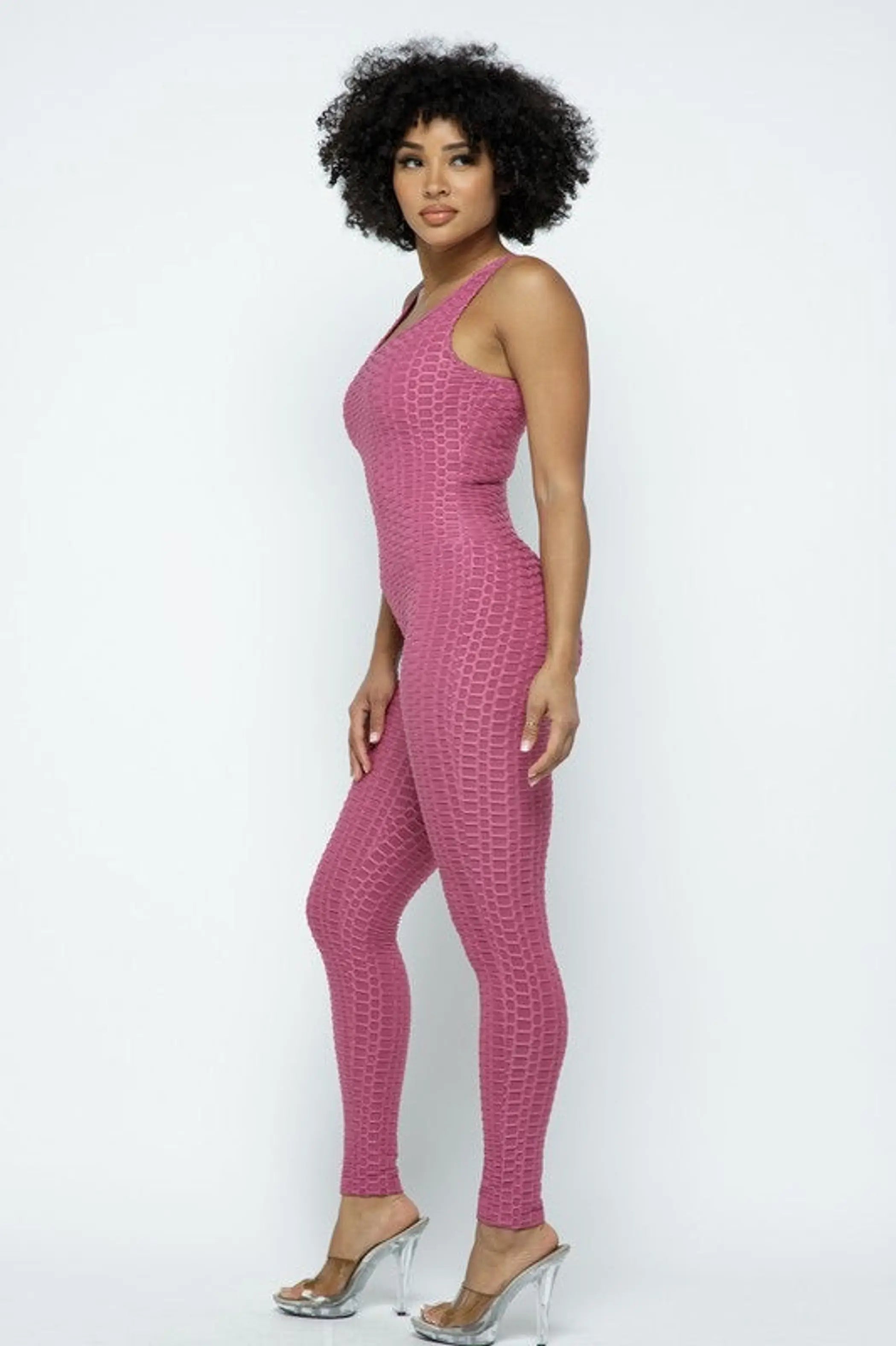 Scrunch Butt Lifting Anti Cellulite Honeycomb Textured Jumpsuit SurelyMine