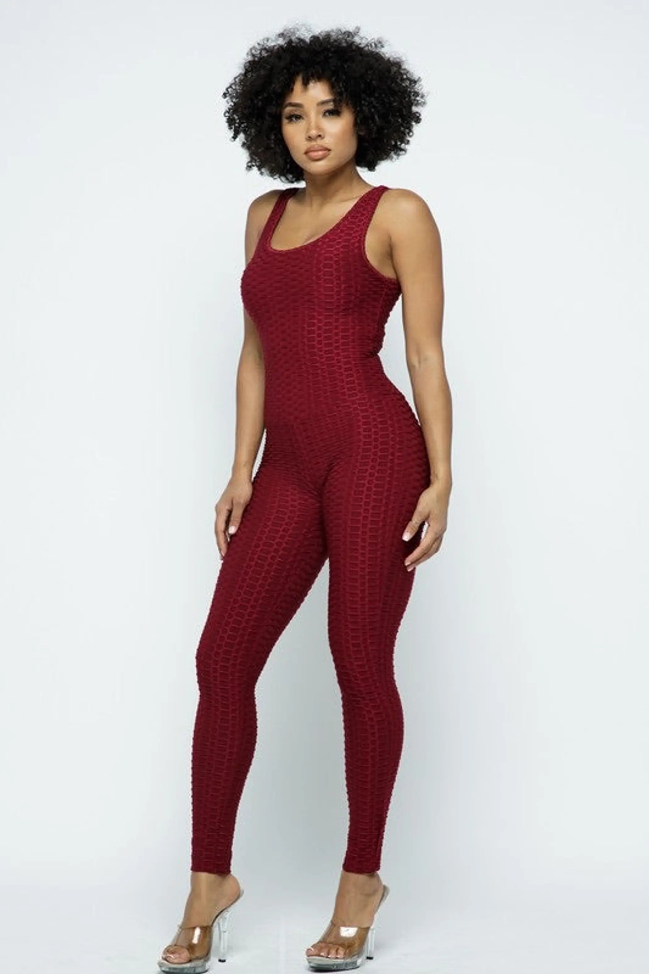 Scrunch Butt Lifting Anti Cellulite Honeycomb Textured Jumpsuit SurelyMine