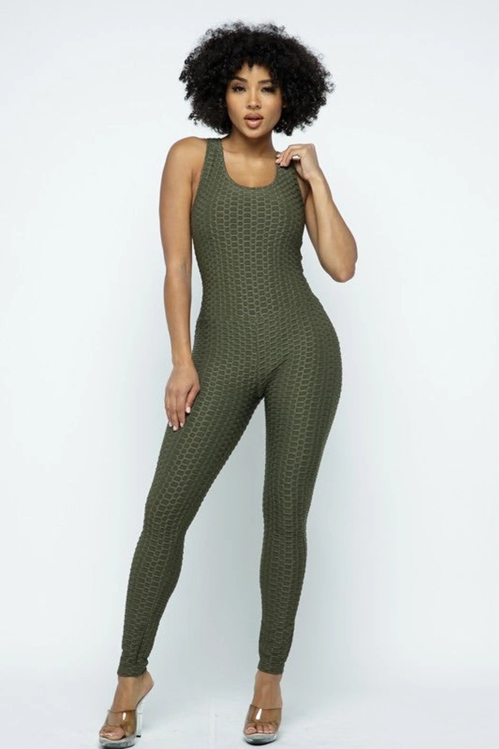 Scrunch Butt Lifting Anti Cellulite Honeycomb Textured Jumpsuit SurelyMine