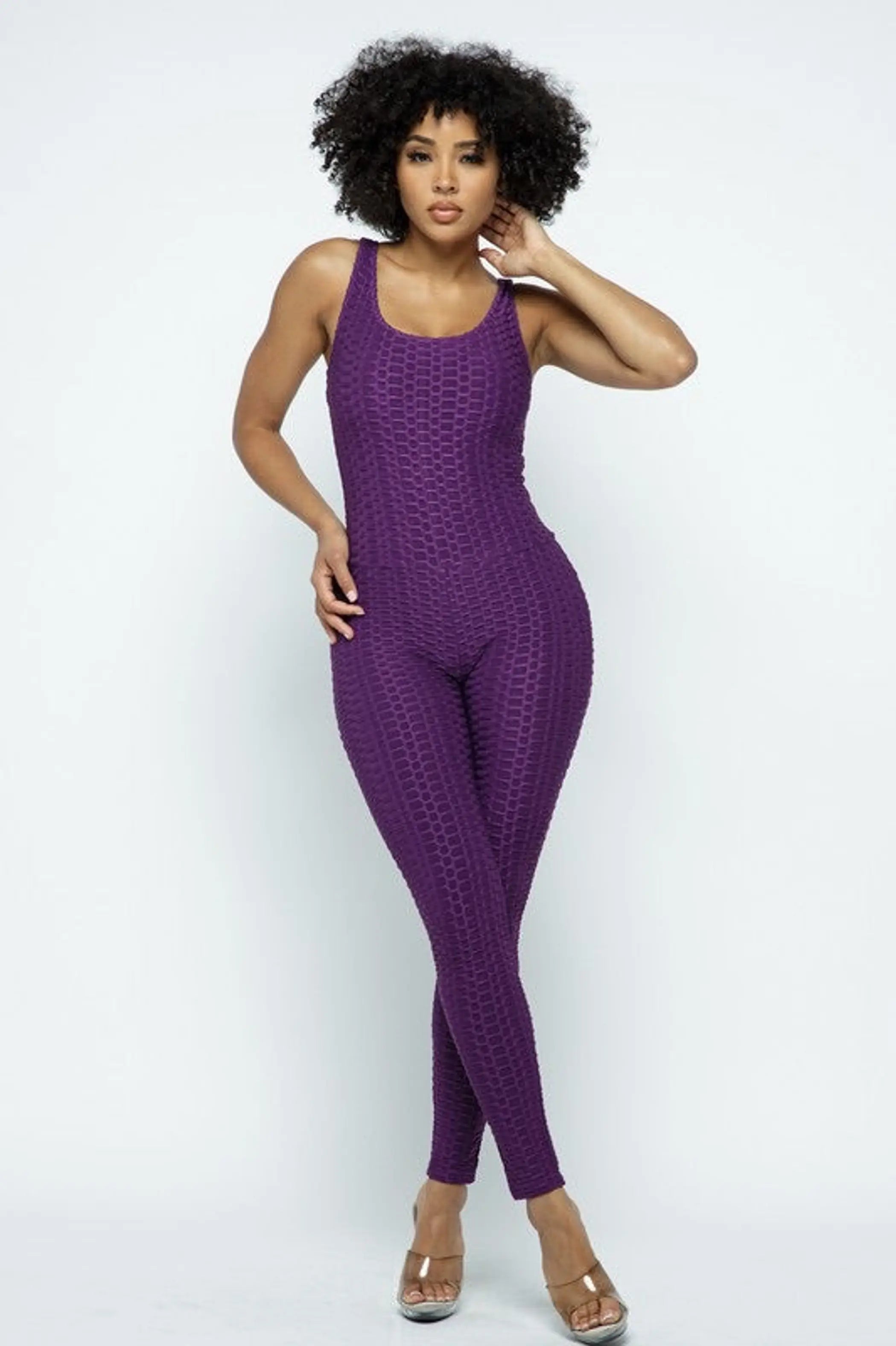 Scrunch Butt Lifting Anti Cellulite Honeycomb Textured Jumpsuit SurelyMine