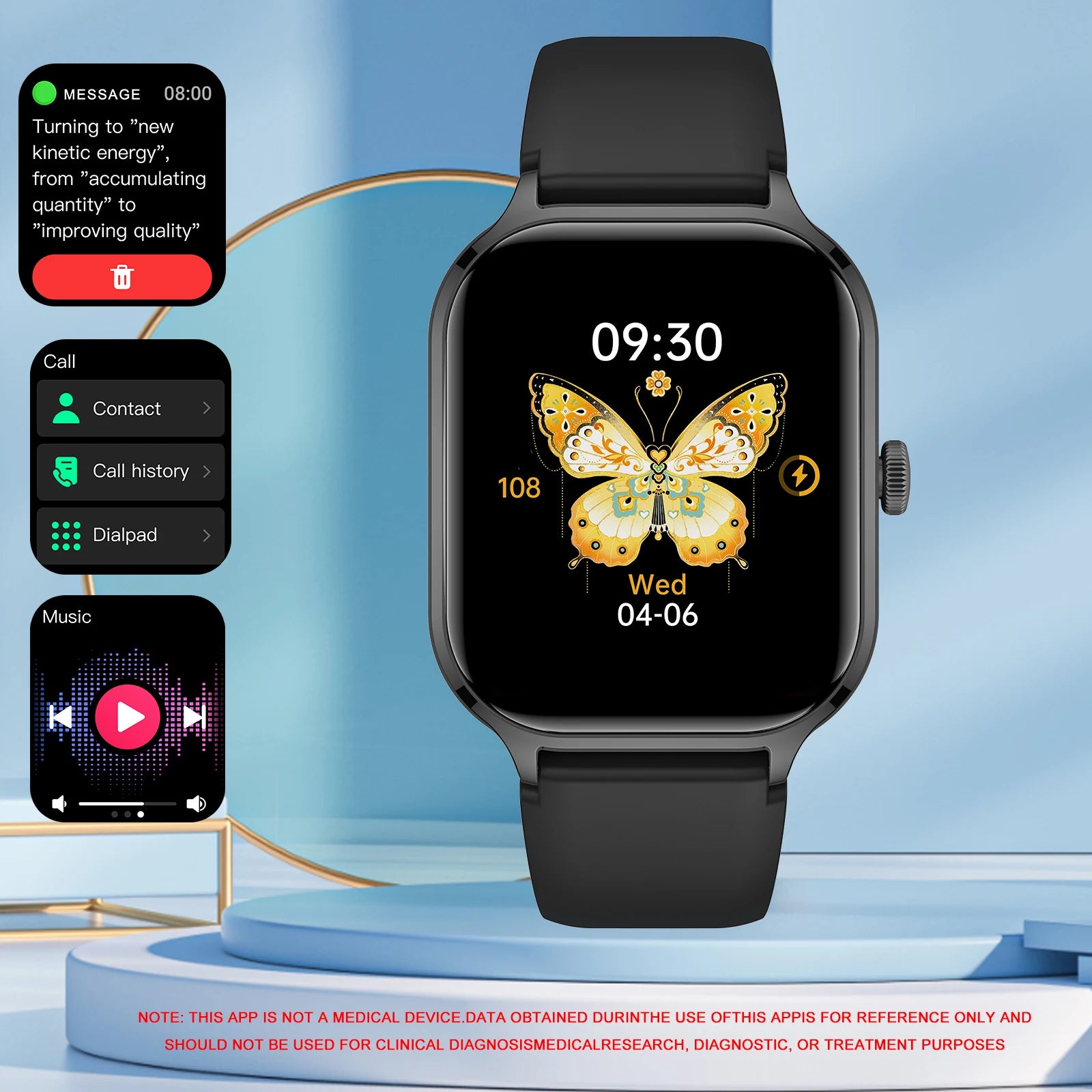 Smart watch, wireless calling, customizable dial, remote photography, multiple sports modes, suitable for iPhone/Android