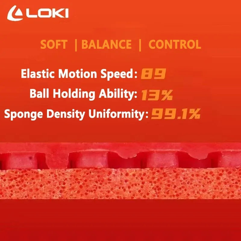 Original LOKI TELSON 100 Table Tennis Rubber Non-sticky Ping Pong Rubber Sheet with Pre-tuned Kunlun Sponge - T-100 Red
