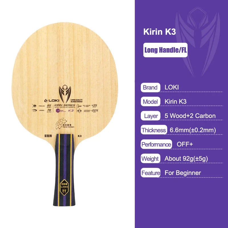 LOKI KIRIN K1/K2/K3 Table Tennis Blade 7/5-Ply OFF+ Ping Pong Paddle Pure Wood Carbon Table Tennis Blade Beginner…