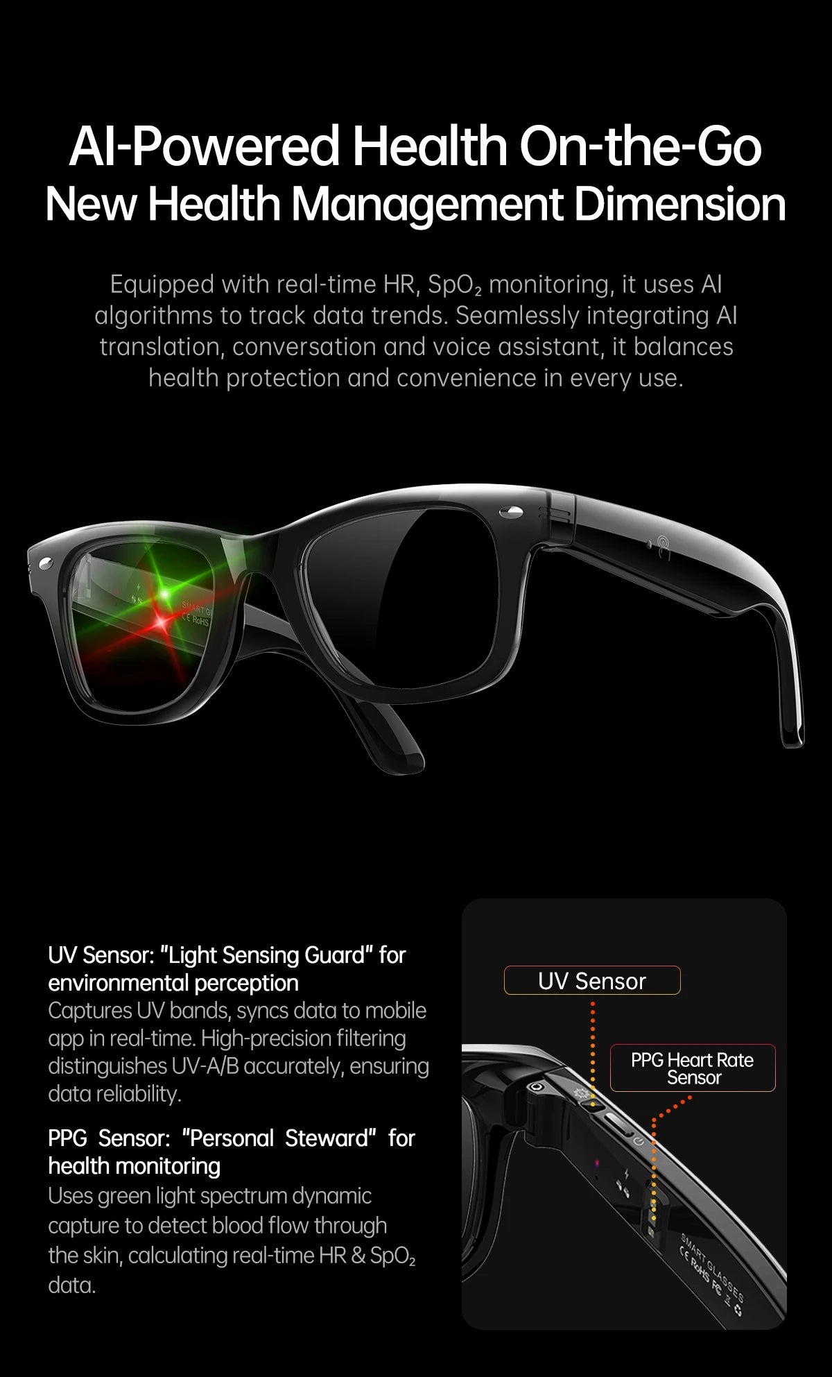 LIGE AI Smart Glasses Men 2025 New Color-Changing Translation Glasses Temperature Monitoring Waterproof Call Smart Sunglasses