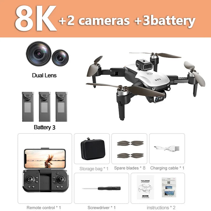 New S2S Drone 8K HD Dual Camera Brushless Motor Obstacle Avoidance Dron 5G wifi RC Helicopter Foldable Quadcopter Toy For Xiaomi - GreatEagleInc