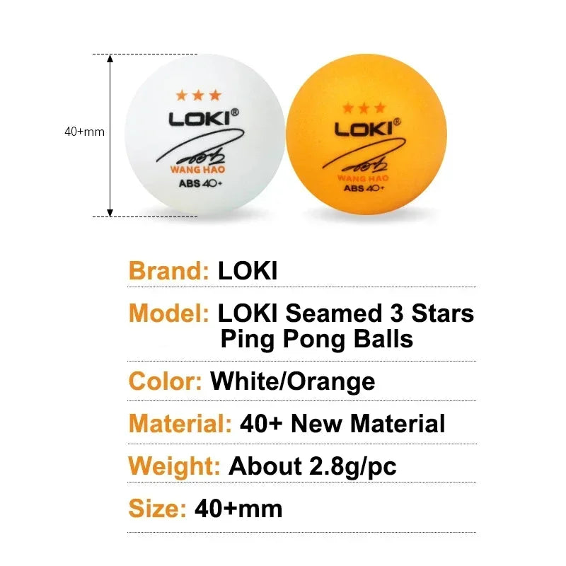 50/100PCS LOKI Table Tennis Balls 3 Star 40+ New ABS Plastic Material Ping Pong Balls with Seam Club Training Ping Pong…