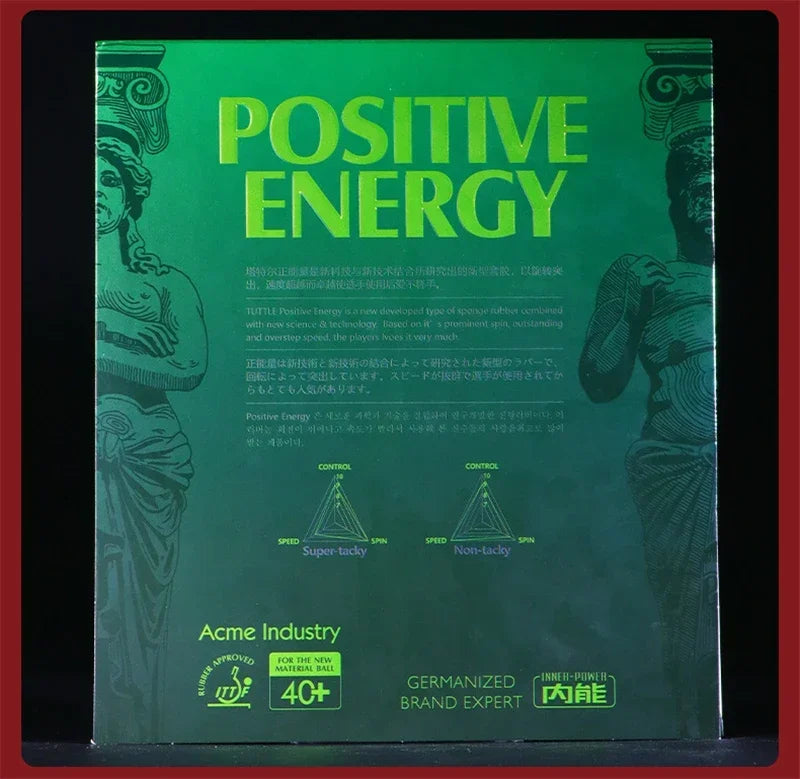 TUTTLE Positive Energy Pimples-in Table Tennis Rubber Sheet Sticky ITTF Approved Ping Pong Racket Rubber Loop Arc Fast Attack