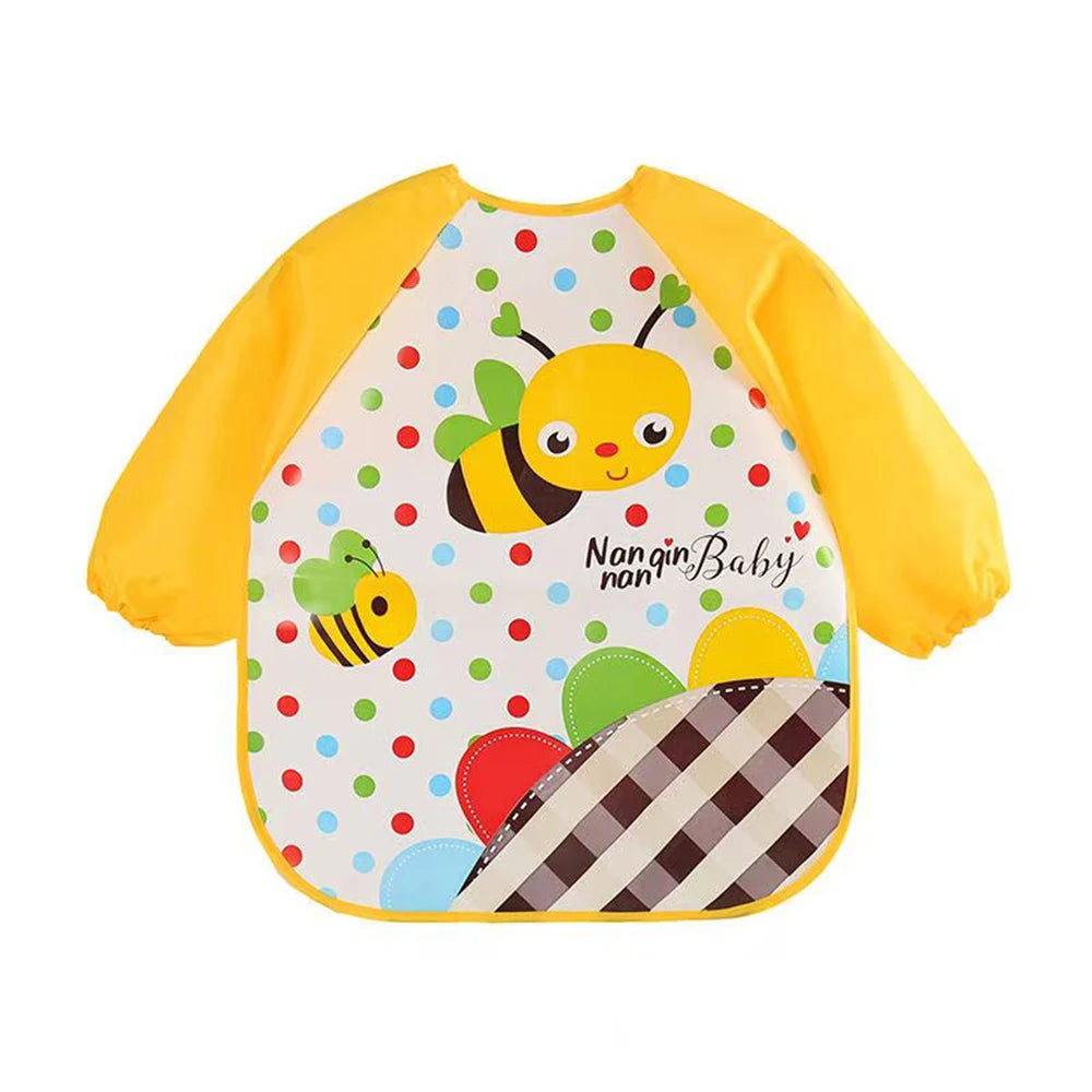 0-3 Years Baby EVA Waterproof Anti-dirty Bib Long Sleeve Strap Coat Dirt Proof Soft Feeding Bib Cute Cartoon Pattern Burp Cloths 06 One Size