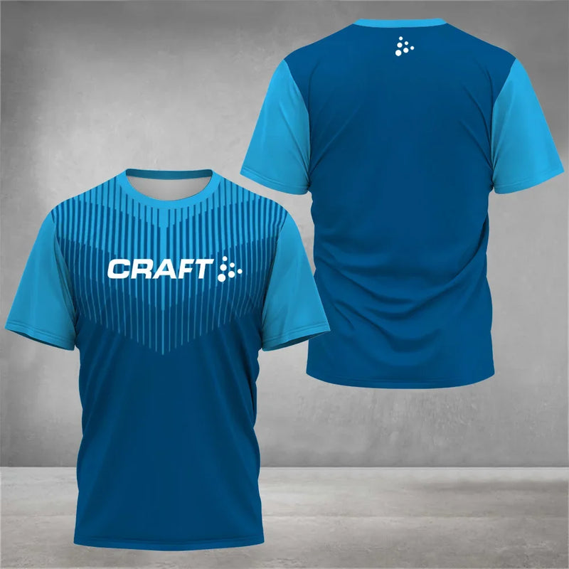 2026 new men's hiking sports letter print comfortable and breathable round neck T-shirt summer outdoor casual top - Beige /…