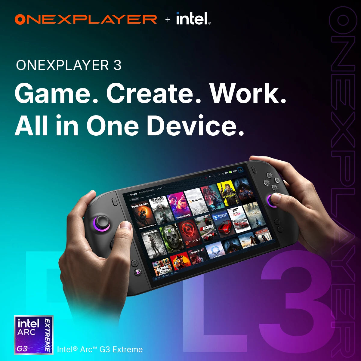 2026 Hot Onexplayer 3 Intel Arc G3 Extreme Gaming Handheld Console 8.8'' 144Hz AMOLD Windows11 3-in-1 Gaming Laptop 85Wh…