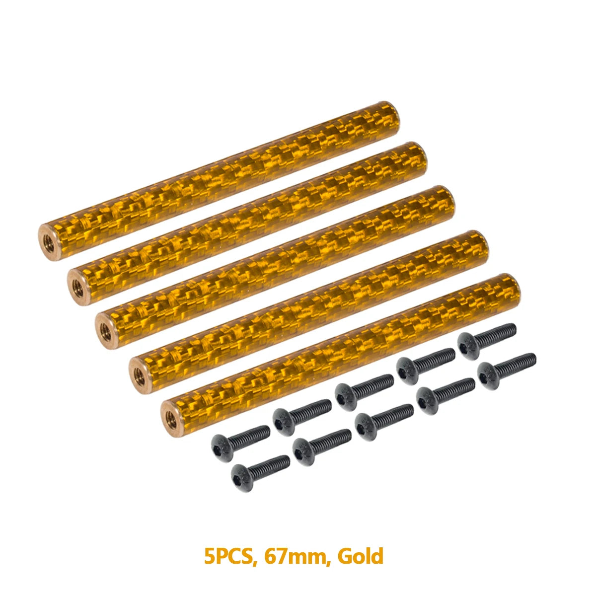5PCS Coloured Carbon Fibre Braces 67mm 70mm 75mm 78mm for 1/10 RC Crawler Comp Builds SCX10 PRO Gspeed V4 UGRC LCG Chassis DIY Gold 67mm