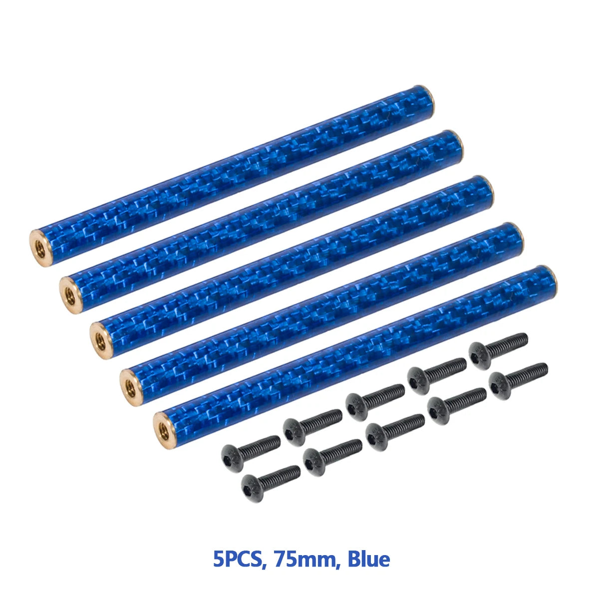 5PCS Coloured Carbon Fibre Braces 67mm 70mm 75mm 78mm for 1/10 RC Crawler Comp Builds SCX10 PRO Gspeed V4 UGRC LCG Chassis DIY Blue 75mm
