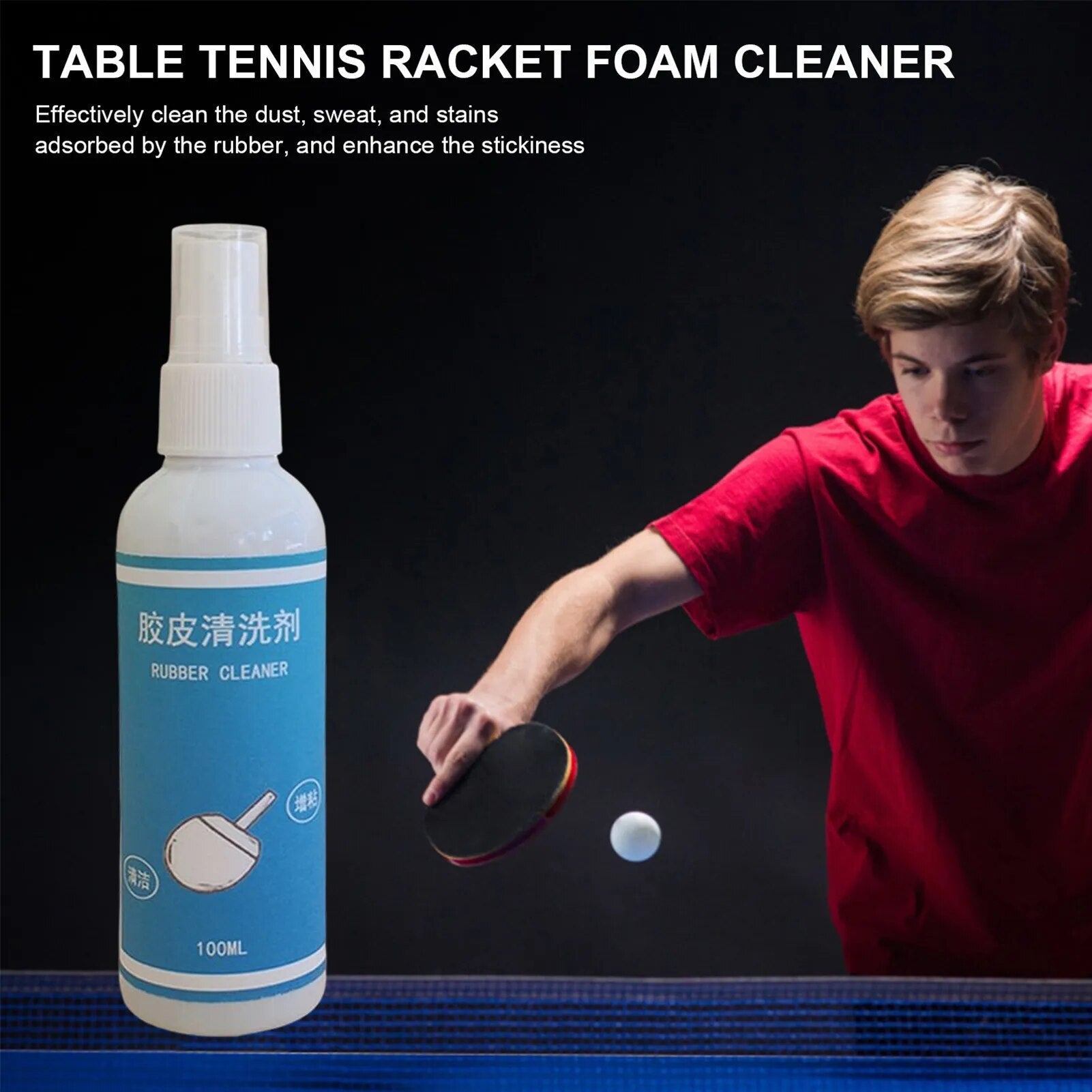 Racket Rubber Cleaner Table Tennis Rubber Cleaner Spray Tennis Rackets Paddle Rubber Cleaner Cleaning Spray Bottle