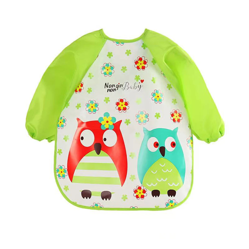 0-3 Years Baby EVA Waterproof Anti-dirty Bib Long Sleeve Strap Coat Dirt Proof Soft Feeding Bib Cute Cartoon Pattern Burp Cloths 07 One Size
