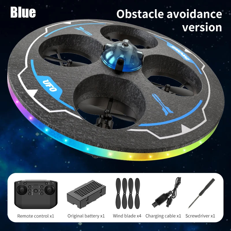 Airplane Rc Plane with Camera Drone Foam UAV Ufo Intelligent Obstacle Avoidance Aircraft Remote Control Helicopter Toys for Kids BLUE OB
