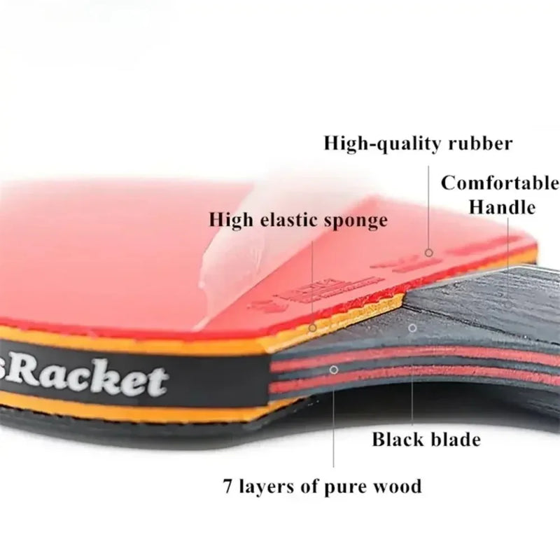 New 6 Star Table Tennis Racket 2PCS Professional Ping Pong Racket Set Pimples-in Rubber Hight Quality Blade Bat Paddle with…