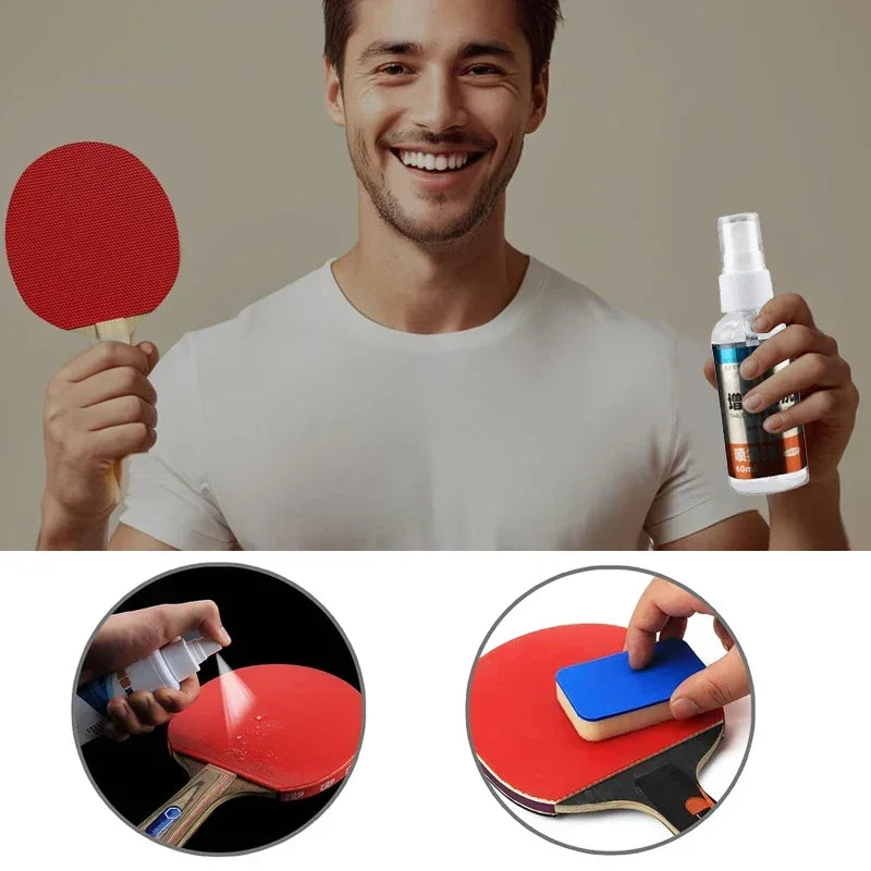 60ml Table Tennis Rubber Cleaner Spray Table Tennis Racket Cleaner Set Tackifier Super Strong Removal Maintenance Fluid…