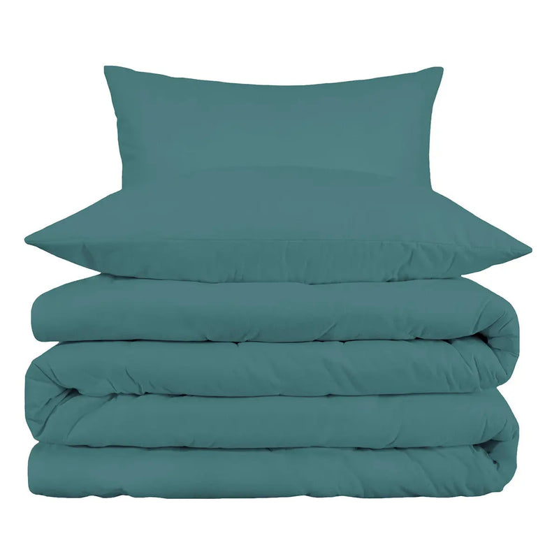 Sea Green King Cotton Blend Washable Duvet Cover Set With Two Shams Homeroots Bed & Bath