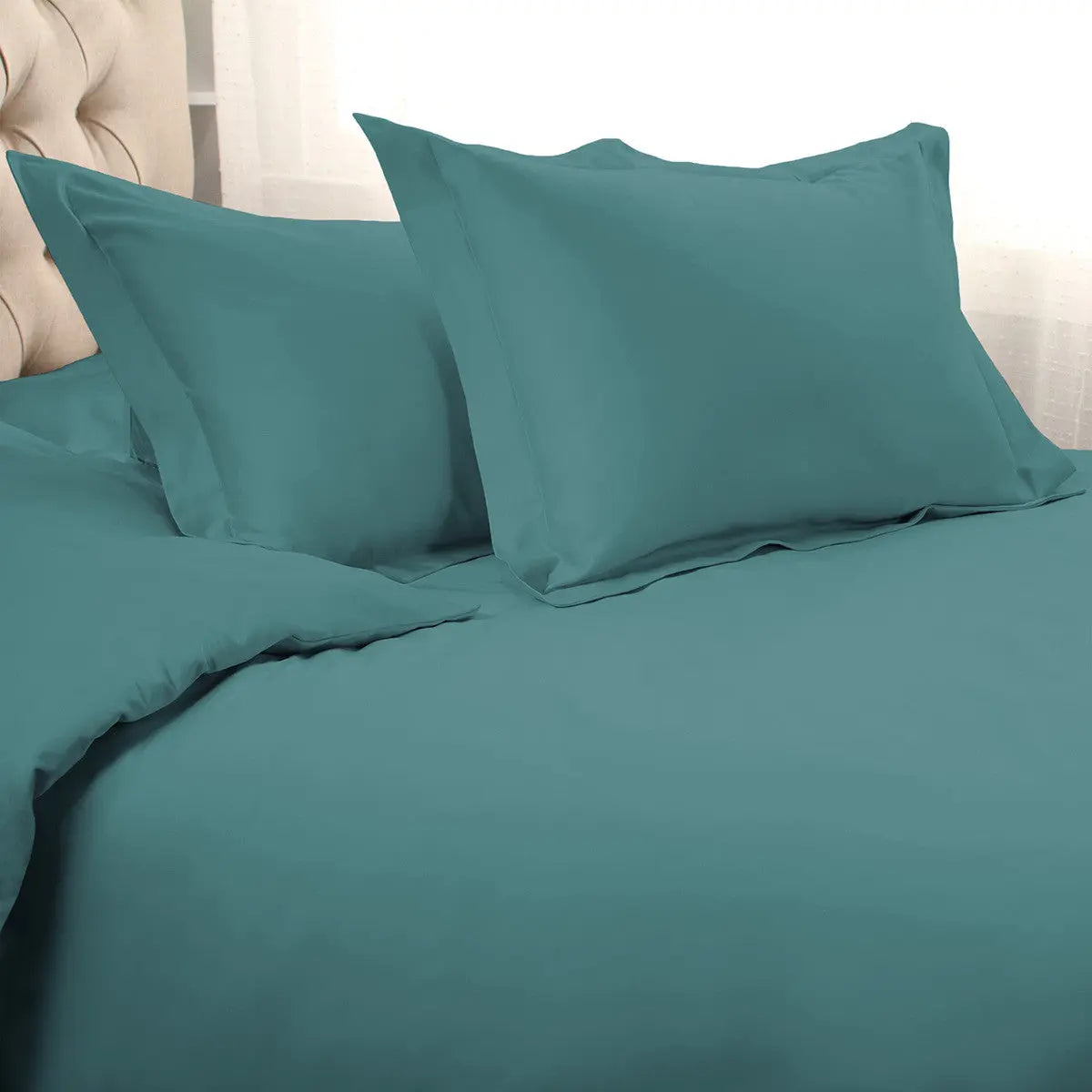 Sea Green King Cotton Blend Washable Duvet Cover Set With Two Shams Homeroots Bed & Bath