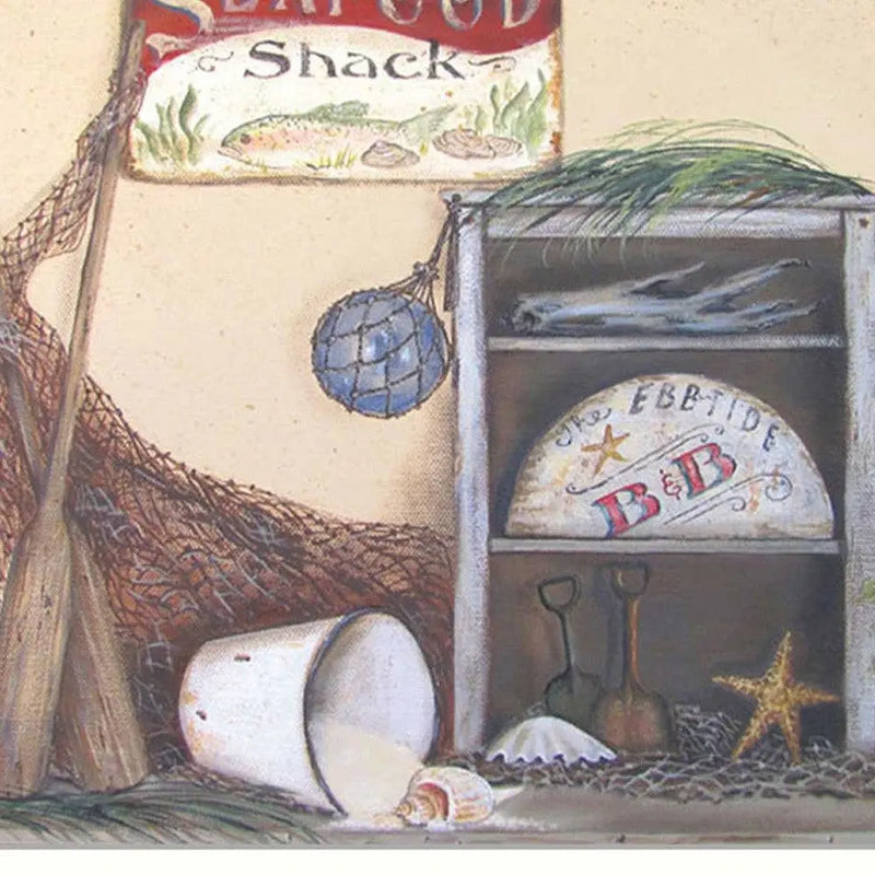 Seafood Shack White Picture Frame Print Kitchen Wall Art - GreatEagleInc