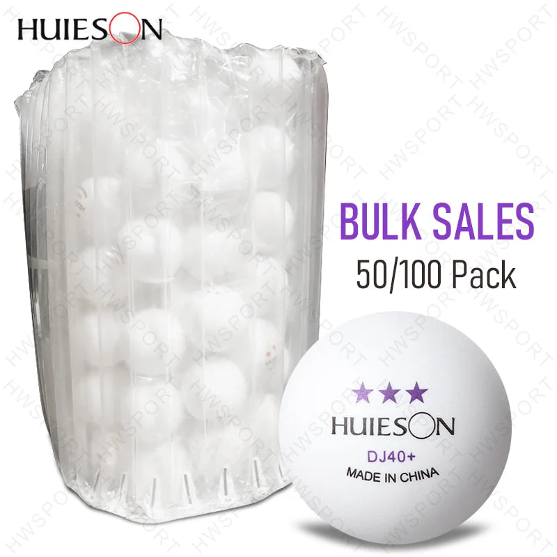 HUIESON 50/100 Pack Table Tennis Balls 3 Stars DJ40+ Ping Pong Balls With Seam Round Bullet ABS New Material Balls for…