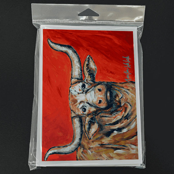 See Red Longhorn Cow Greeting Cards Pack of 8 Caroline's Treasures