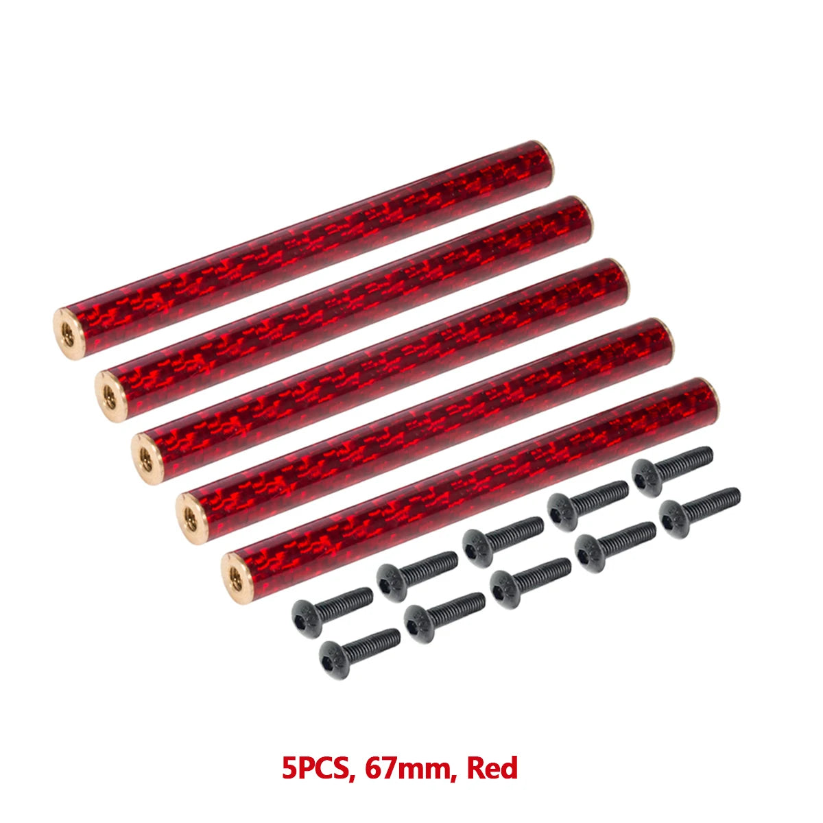 5PCS Coloured Carbon Fibre Braces 67mm 70mm 75mm 78mm for 1/10 RC Crawler Comp Builds SCX10 PRO Gspeed V4 UGRC LCG Chassis DIY Red 67mm