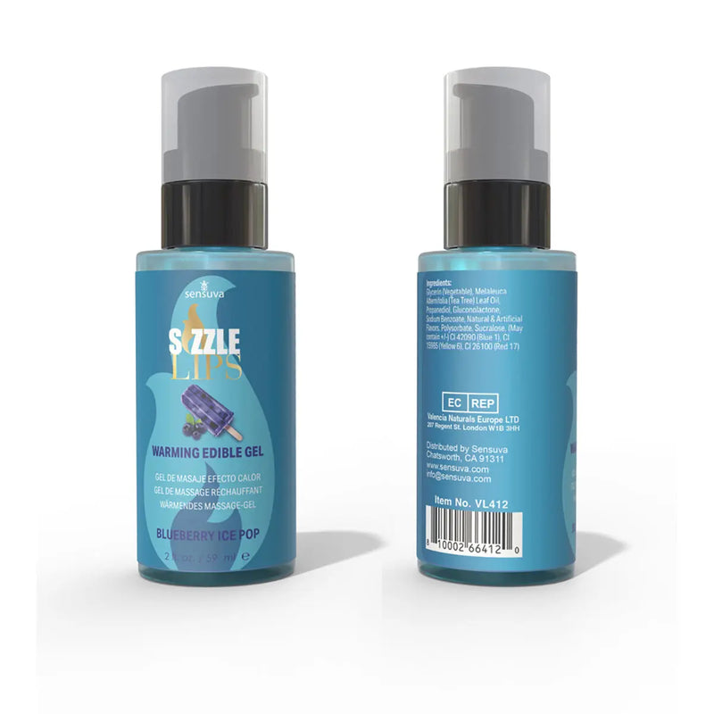 Sensuva Sizzle Lips Warming Gel Blueberry Ice Pop 2 oz. Sensuva