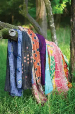 Set Of 6 Recycled Kantha Throws-Assorted Sizes And Patterns Approx. 55" X 80" Kalalou