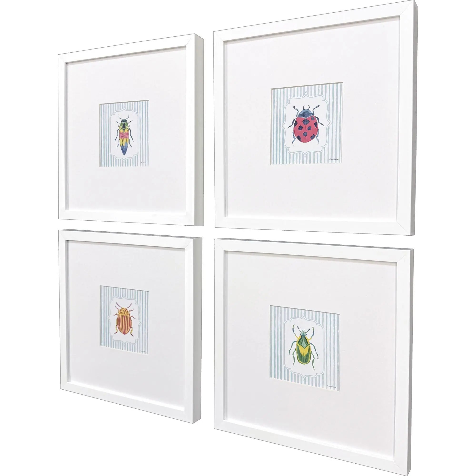 Set Of Four Garden Friends Set of Set White Framed Wall Art Homeroots Home Decor