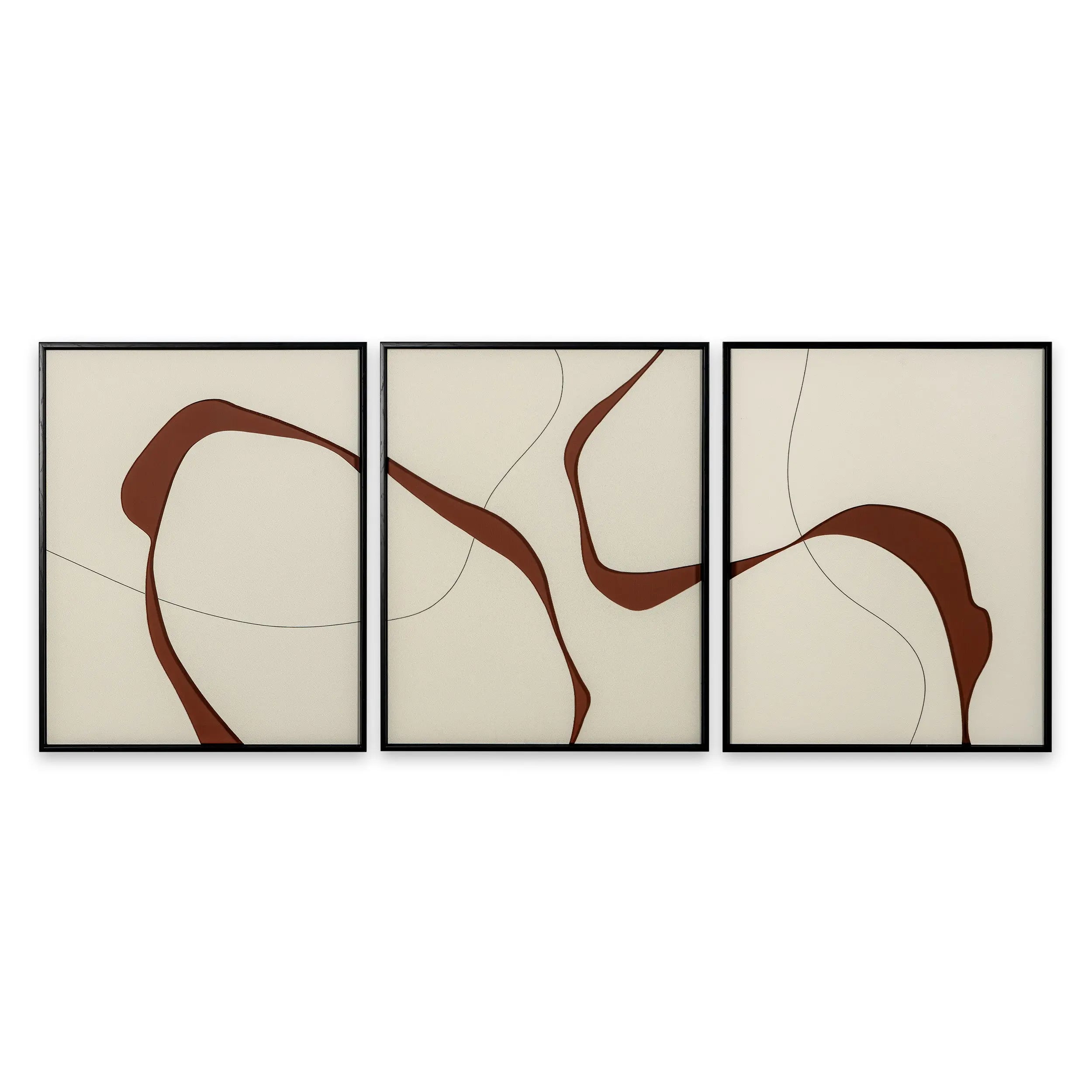 Set Of Three Natural Currents Light Brown Floater Frame Wall Art Homeroots Home Decor