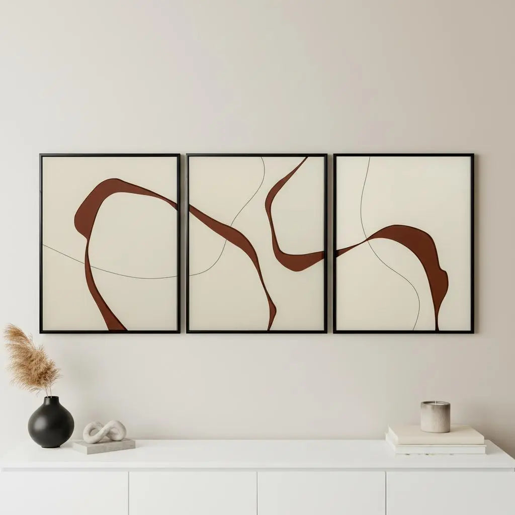 Set Of Three Natural Currents Light Brown Floater Frame Wall Art Homeroots Home Decor