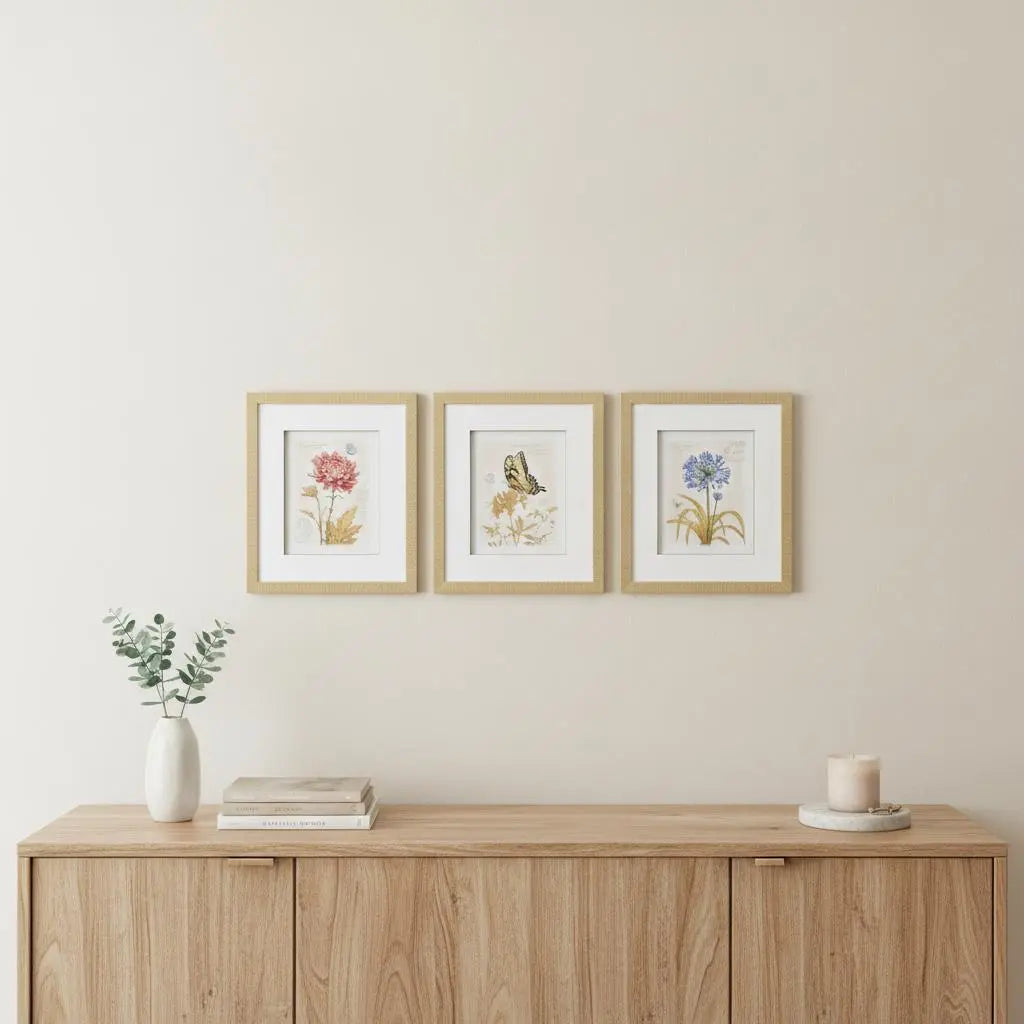 Set Of Three Nature's Wonder II Set of 3 Gold Framed Wall Art Homeroots Home Decor