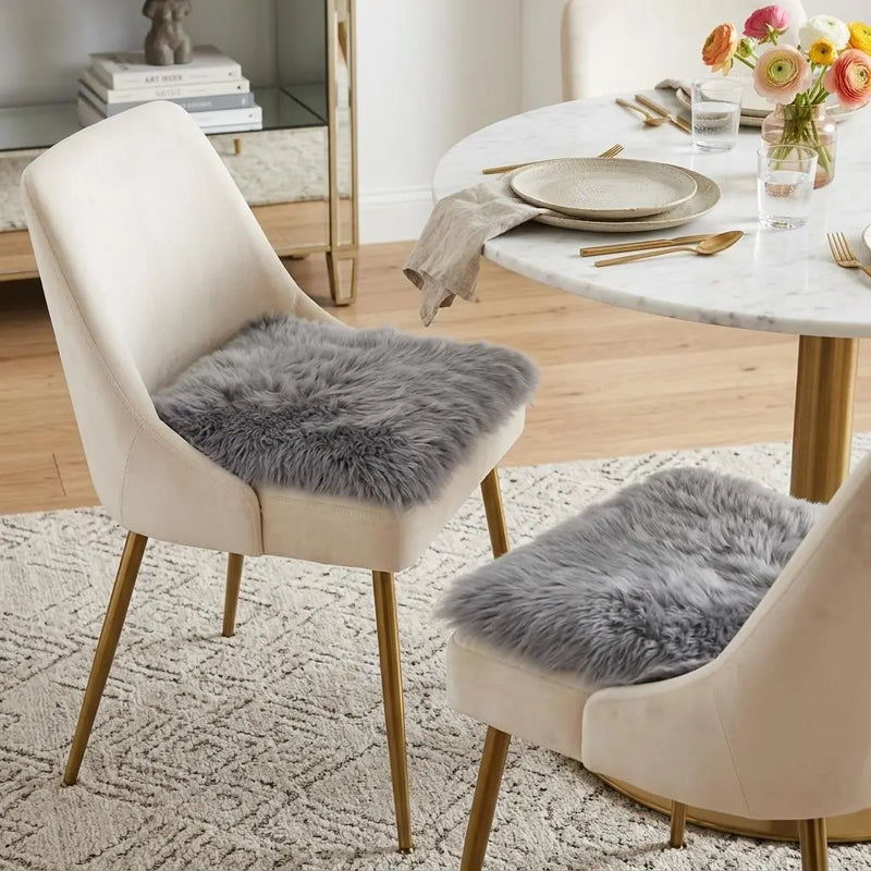 Set Of Two 17" X 17" Grey Wool Chair Pads Homeroots Kitchen & Dining